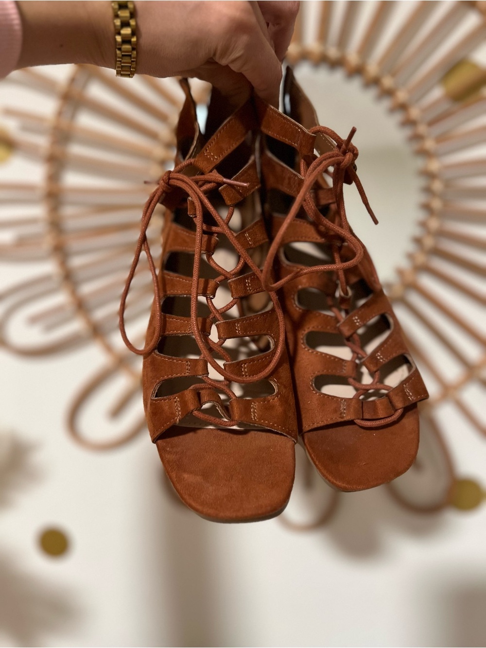 Forever 21 Brown Lace-Up Gladiator Sandals